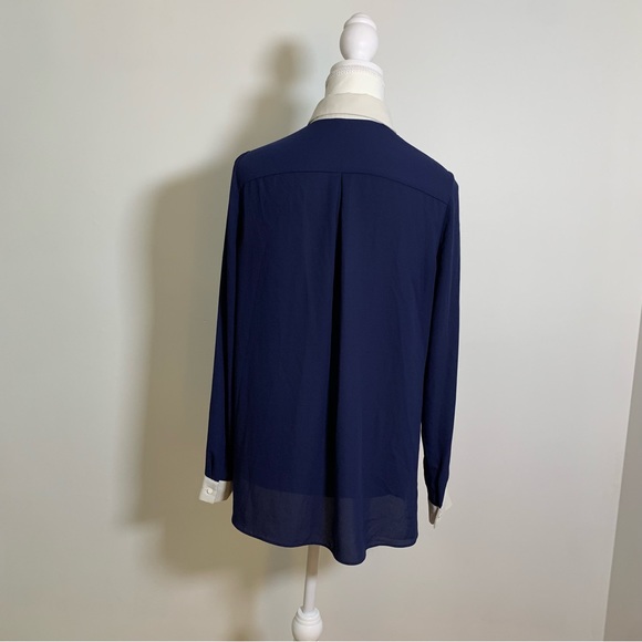 Navy blue Chiffon Summer Blouse from Korea - Picture 4 of 9